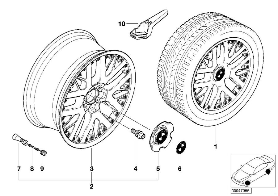 Diagram BMW Composite wheel, double spoke 75 for your 2004 BMW X5   