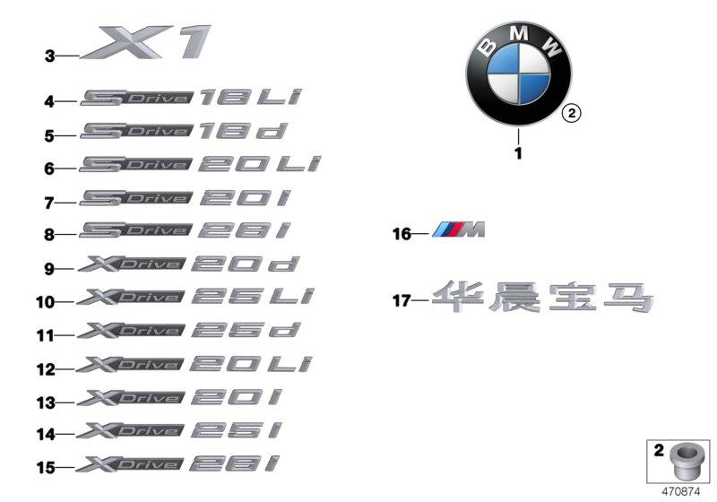 Diagram Emblems / letterings for your BMW 530eX  