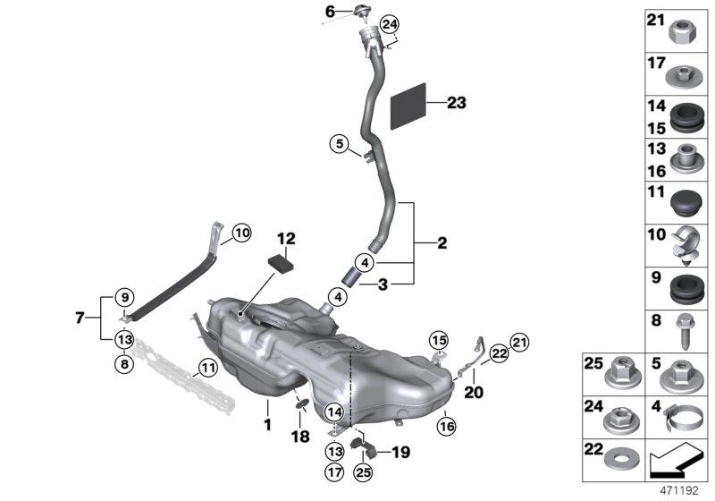 Diagram Fuel tank/mounting parts for your 2020 BMW Z4 Convertible 30i 