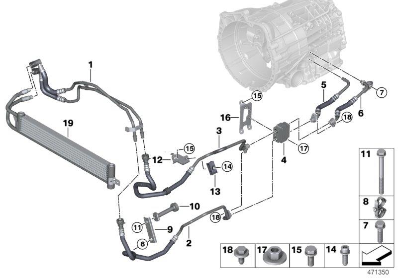 Diagram Trans. oil cooler line / heat exchanger for your 2023 BMW X3  30eX 