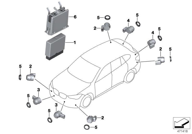 Diagram Park Distance Control (PDC) for your 2003 BMW 330xi   