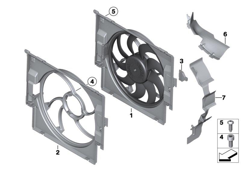 Diagram Fan housing, mounting parts for your 1996 BMW