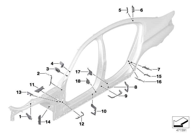 Diagram Cavity shielding, side frame for your 2017 BMW 640iX   