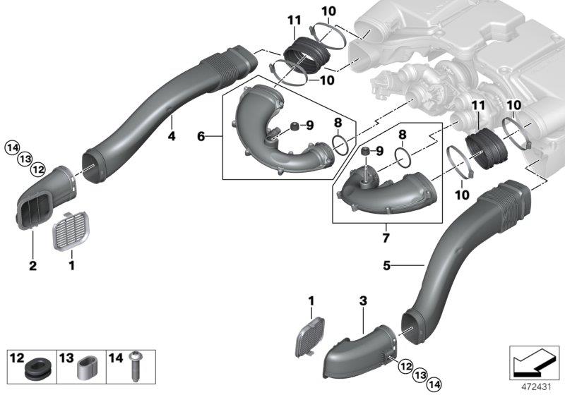 Diagram Air duct for your 1987 BMW 635CSi   