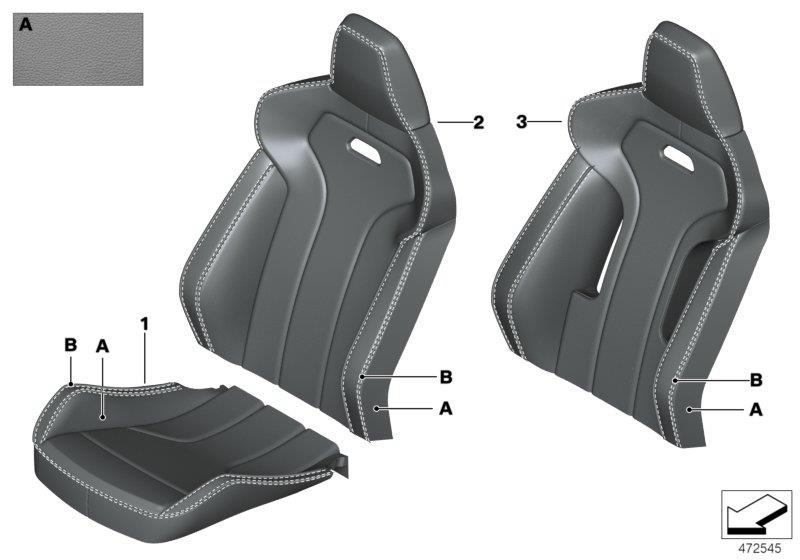 Diagram Individual sports seat cover, front for your 2018 BMW M2   