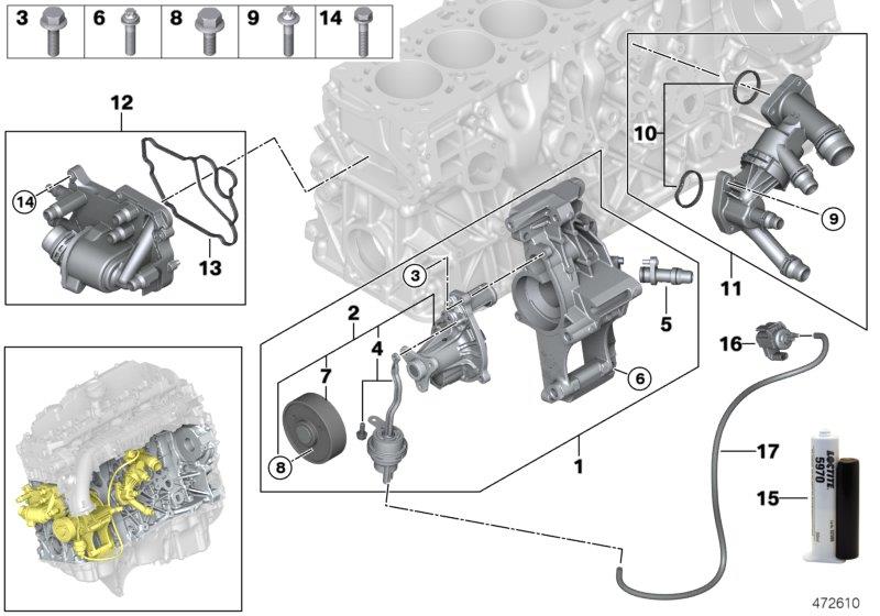 Diagram Cooling system - coolant pump/thermostat for your 2021 BMW X2   