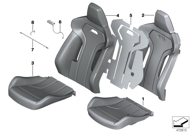 Diagram Seat, front, uphlstry, cover, Sport seat for your 2011 BMW M3   