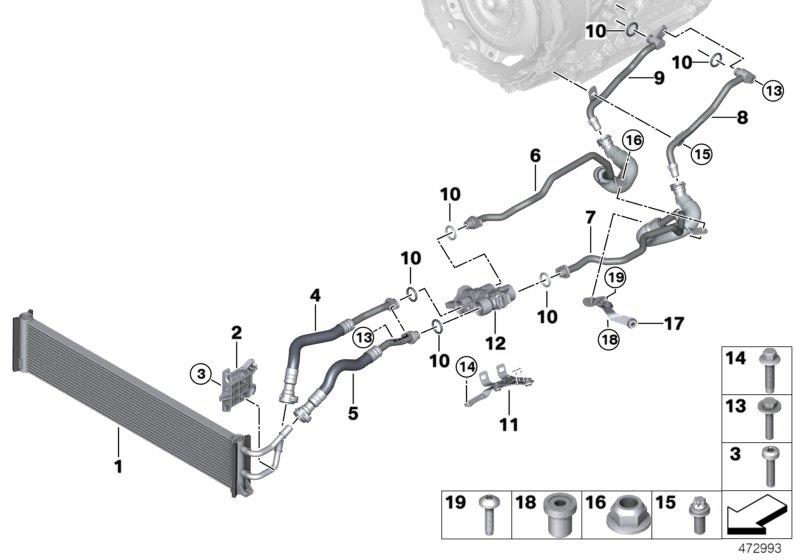 Diagram Transmission oil cooler/oil cooler line for your 2018 BMW M240i Coupe  