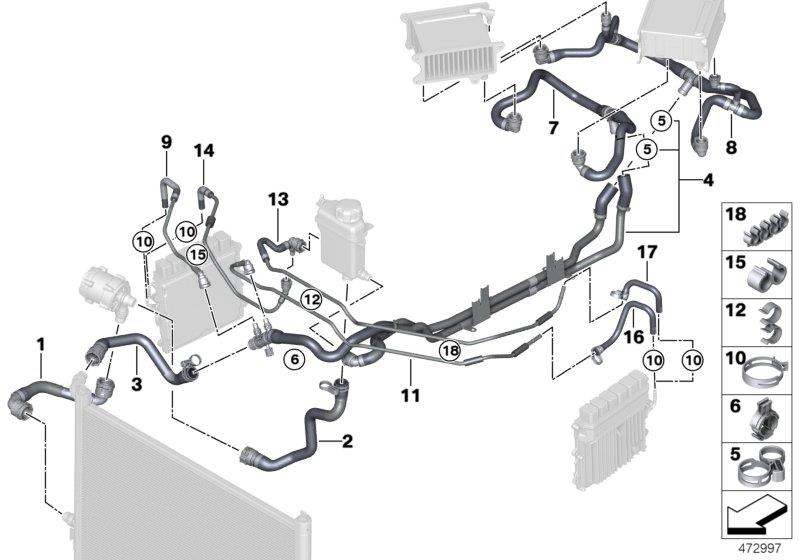 Diagram Cooling system water hoses, turbo for your BMW