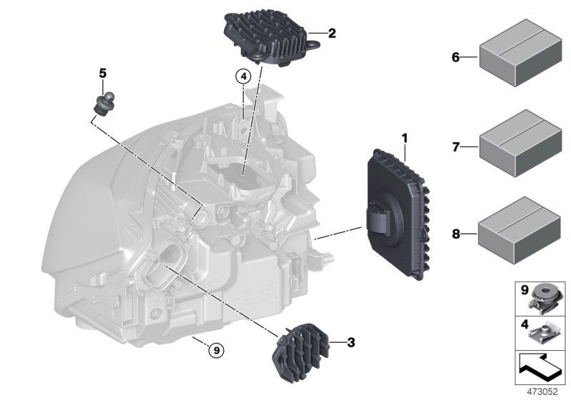 Diagram Single parts, headlight LED for your BMW