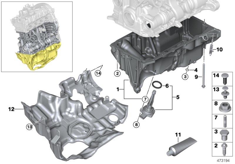 Diagram OIL PAN/OIL LEVEL INDICATOR for your BMW 530e  