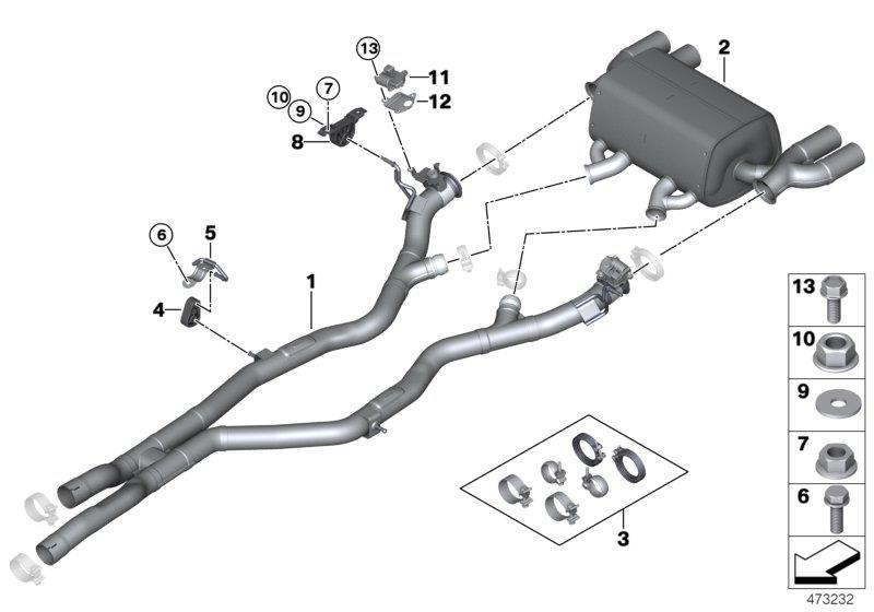 Diagram Exhaust system, rear for your 1999 BMW M3   