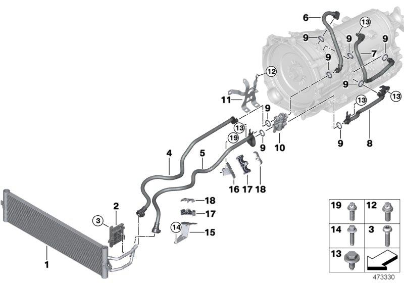 Diagram Transmission oil cooler/oil cooler line for your BMW