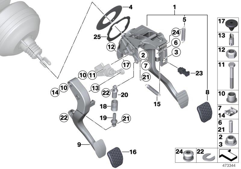 Diagram Pedal assy w over-center helper spring for your 2019 BMW 330i   