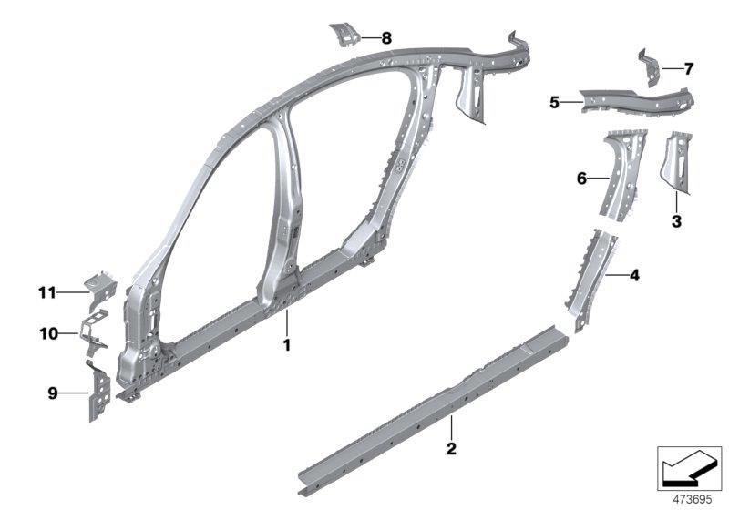 Diagram Side frame section, center for your 2009 BMW M6   