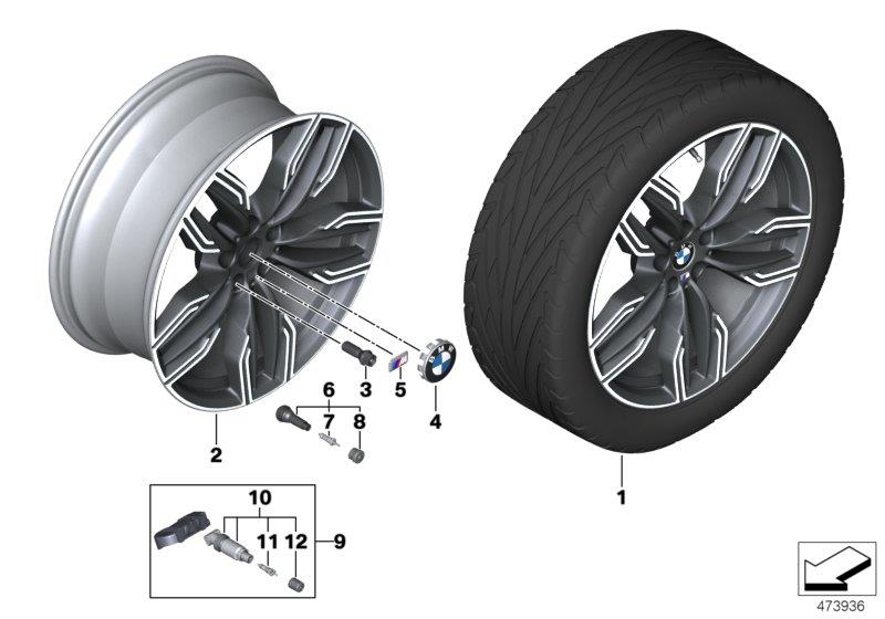 Diagram BMW LA wheel double spoke 760M - 20" for your BMW