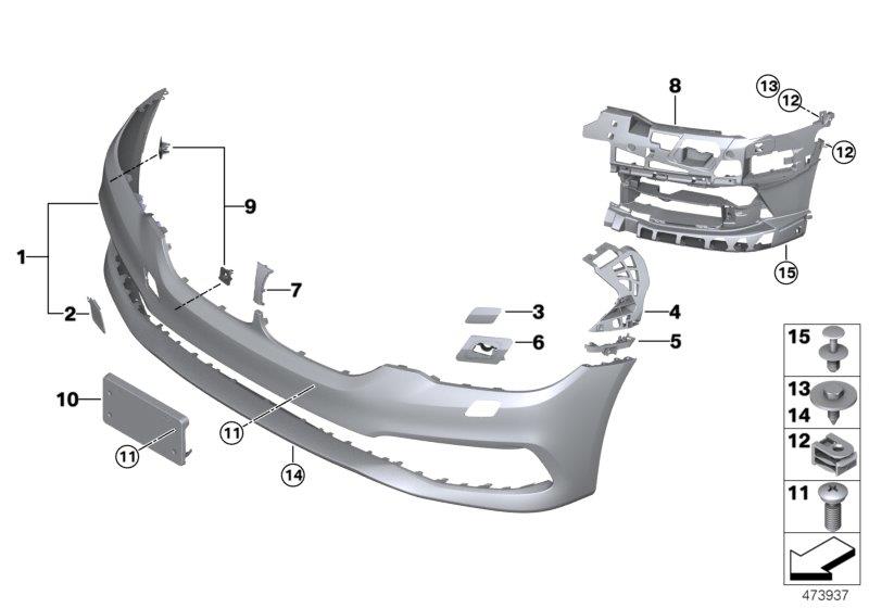 Diagram Trim cover, front for your BMW 540i  