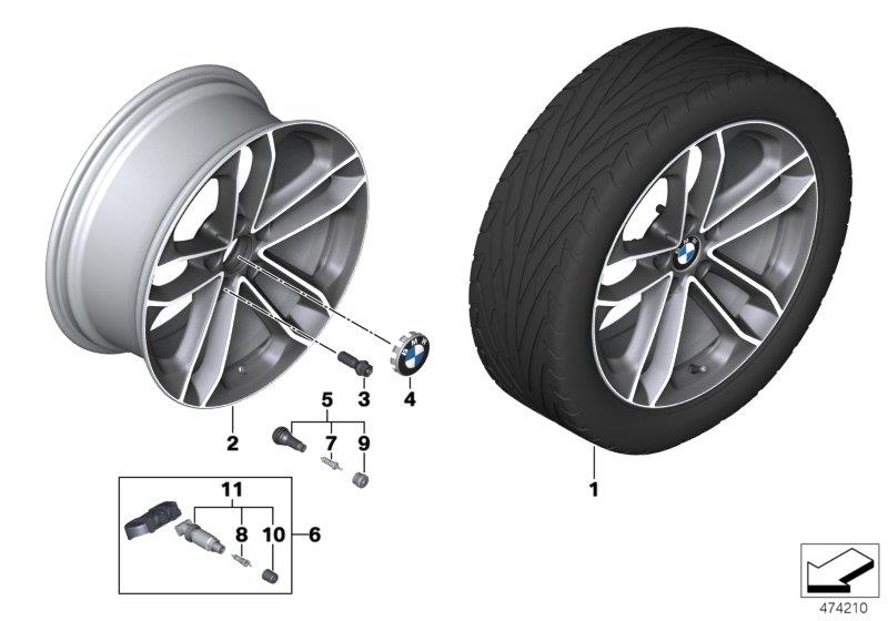 Diagram BMW LA wheel double spoke 673 - 19" for your BMW 328i  