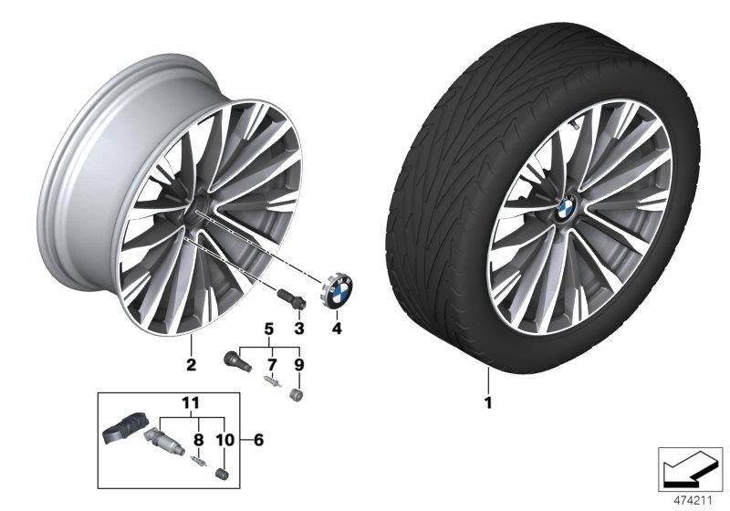 Diagram BMW LA wheel double spoke 674 - 19" for your 2014 BMW 328i   