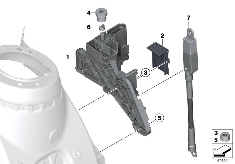 Diagram B+ terminal point, engine compartment for your 2000 BMW 540i   