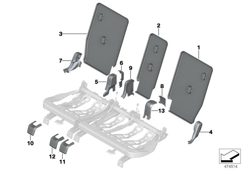 Diagram Seat, rear, seat trim covers for your 2006 BMW M6   