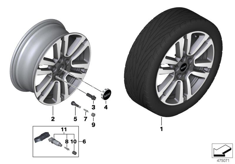 Diagram MINI LA wheel Seven Spoke 497 - 17" for your MINI