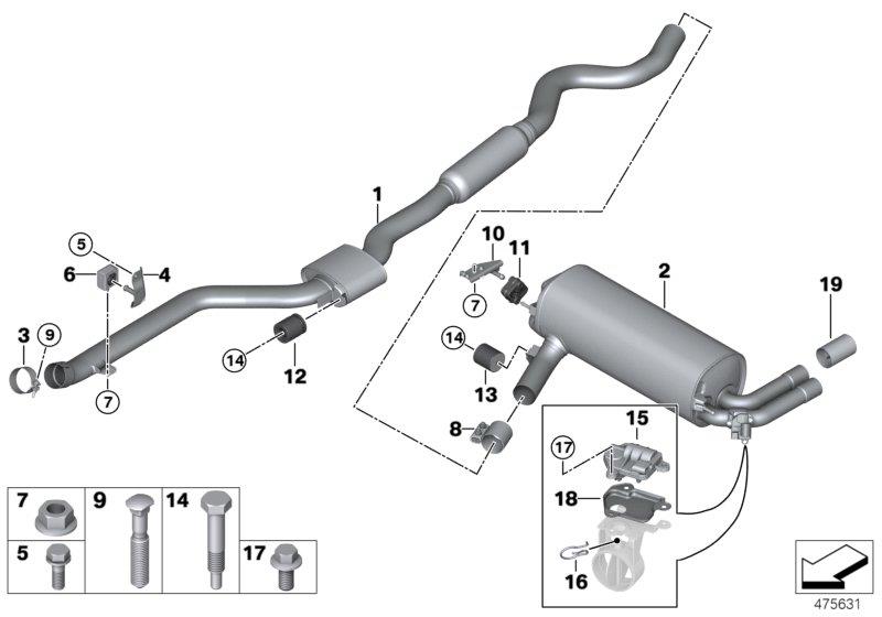 Diagram Exhaust system, rear for your 2015 BMW 650iX   