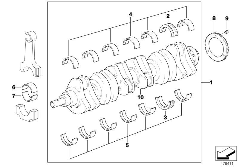 Diagram Crankshaft with bearing shells for your 2018 BMW X2  28iX 