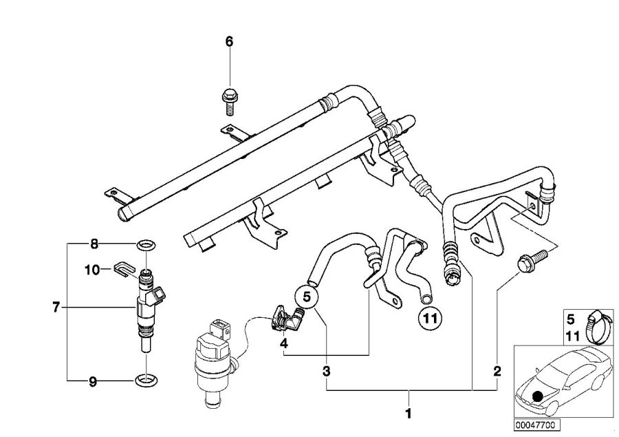 Diagram Fuel injection SYSTEM/INJECTION valve for your 1996 BMW