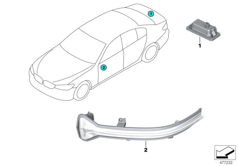 Diagram Auxiliary turn signal lamp/s outer for your 1988 BMW M6   