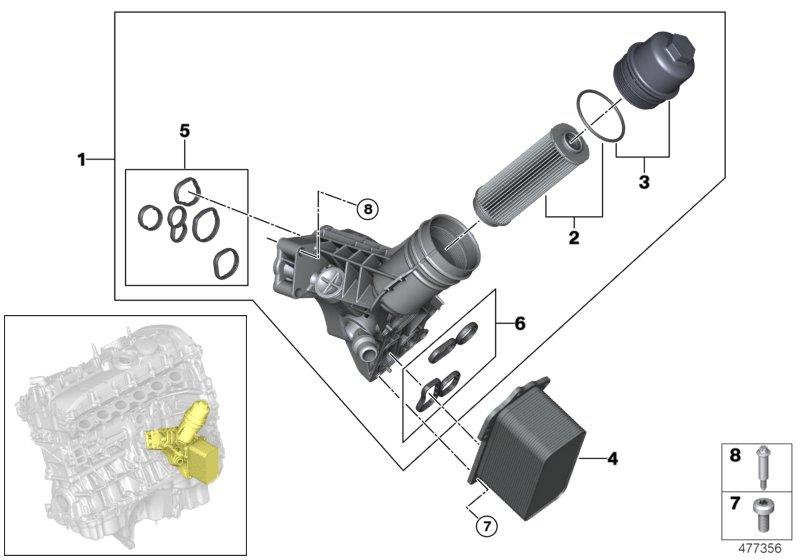 Diagram Lubricat.syst.-oil filter,heat exchanger for your 2021 BMW 740i   