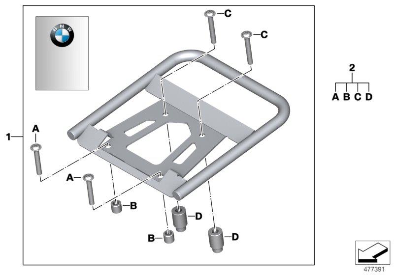 Diagram Set, Top Case carriers, aluminum for your 2012 BMW F800GS Adventure   