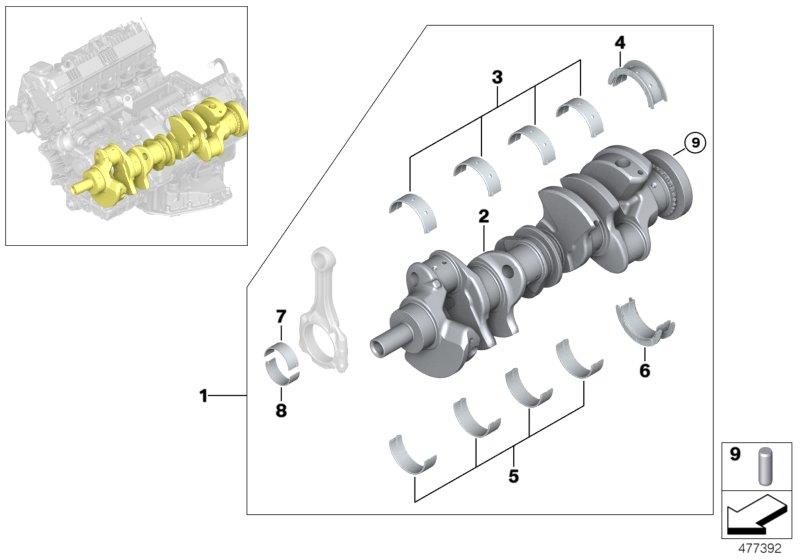 Diagram Crankshaft with bearing shells for your 2018 BMW X2 28iX  