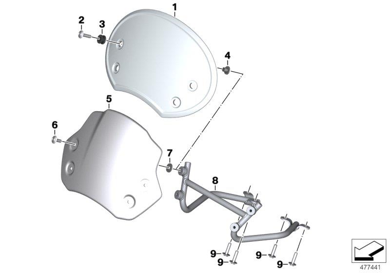 Diagram Windshield for your BMW R nineT  