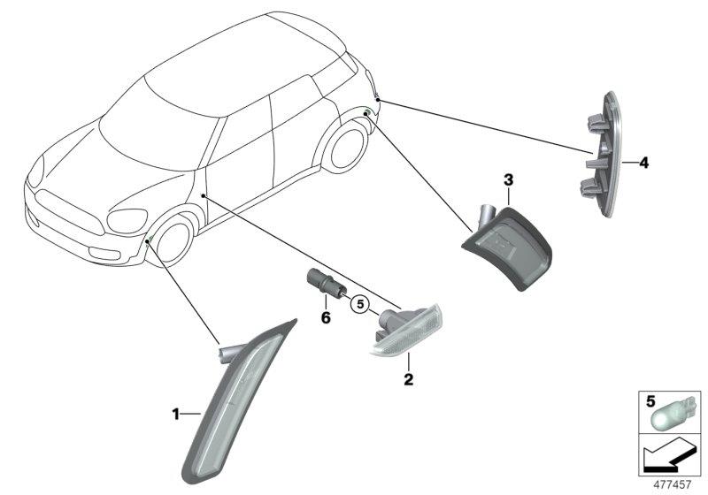 Diagram turn signals front/side for your MINI