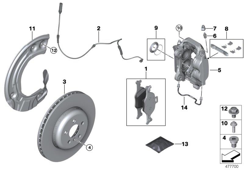 Diagram Front wheel brake for your BMW 430iX  