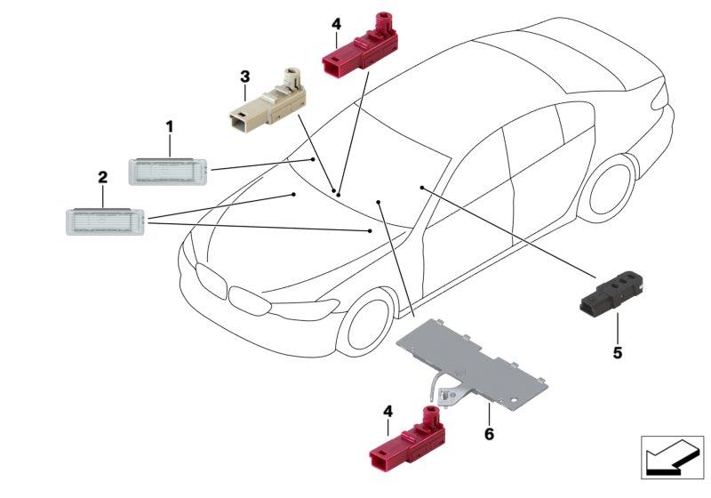 Diagram Interior lights for dashboard/console for your 2017 BMW 530i   