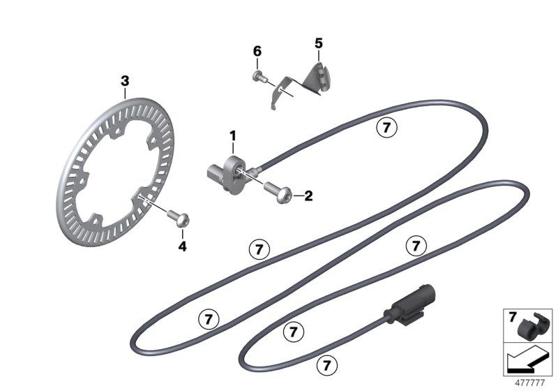 Diagram Wheelspeed sensor, front for your 2014 BMW R1200R   