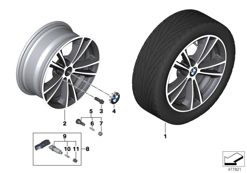 Le diagramme BMW AL roue à rayon en V 631 - 17" pour votre 2018 BMW 530e   