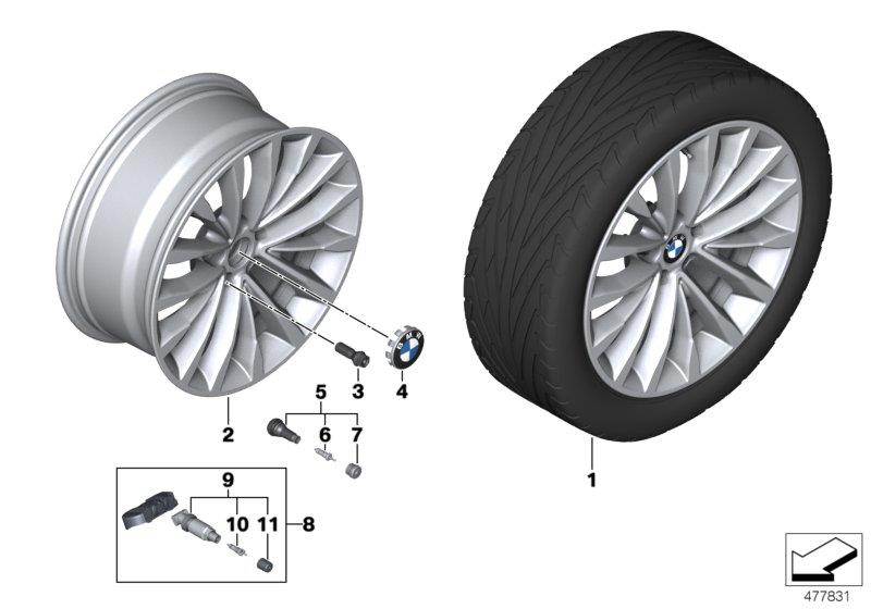 Diagram BMW LA wheel W-spoke 632 - 18" for your 2022 BMW 530e   