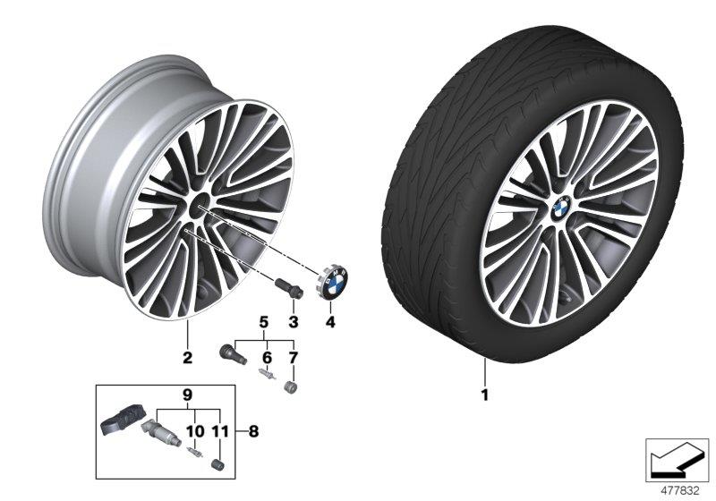 Le diagramme BMW AL roue à rayons doubles 634 - 18" pour votre 2017 BMW 530e   