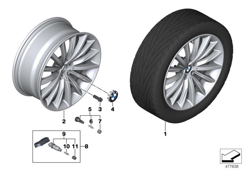 Diagram BMW LA wheel multi-spoke 633 - 19" for your 2018 BMW 530e   