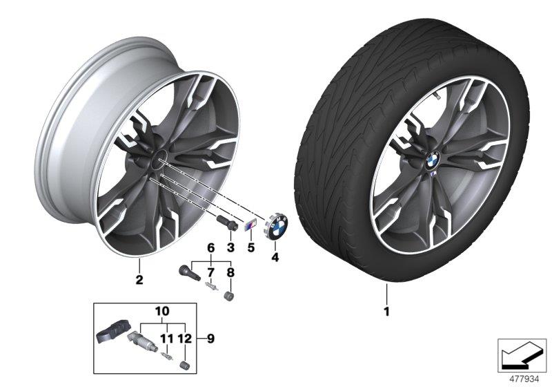 Le diagramme BMW AL roue à rayons doubles 668M - 20" pour votre BMW 530e  