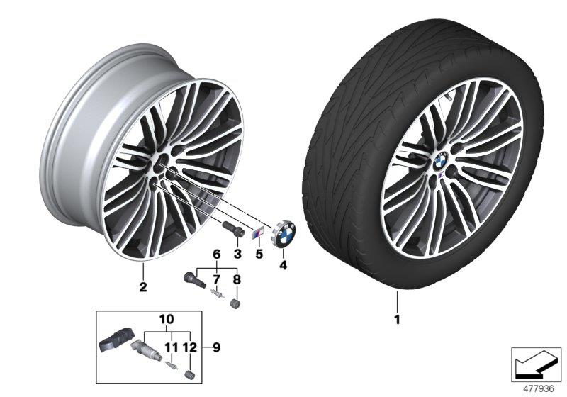 Le diagramme BMW AL roue rayons doubles 664M - 19" pour votre 2018 BMW 530e   