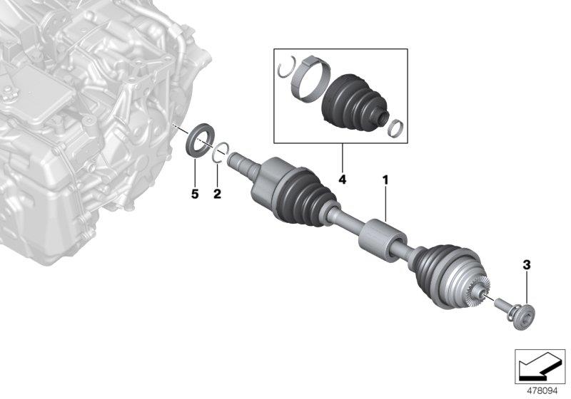 Diagram Output shaft front left for your MINI