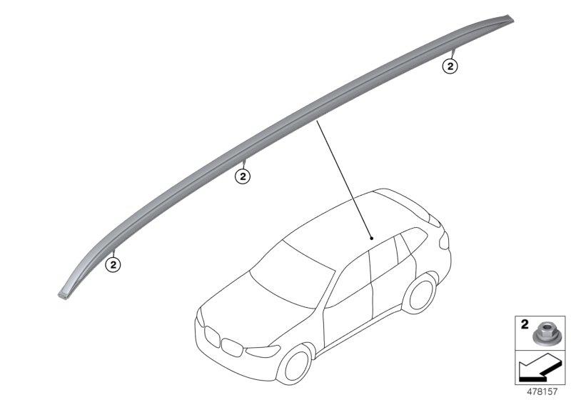 Diagram Retrofit, roof rail for your 2011 BMW X3   