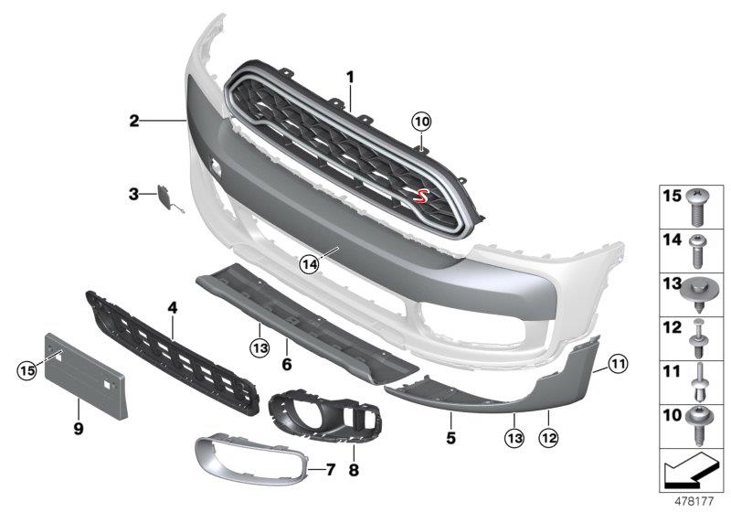 Diagram Trim panel for decor elements front ALL4 for your MINI