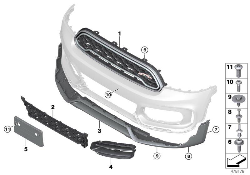 Diagram Trim panel for decor elements front JCW for your MINI