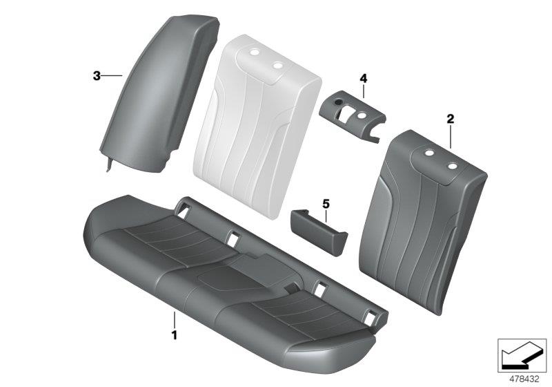 Diagram Rear seat upholstery and cover Lines for your 2006 BMW M6   