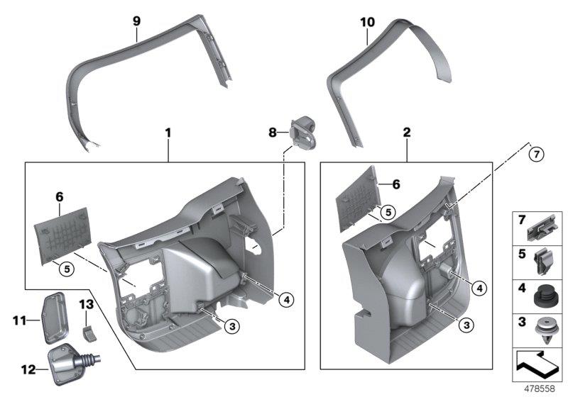 Diagram Trim panels, rear doors for your MINI